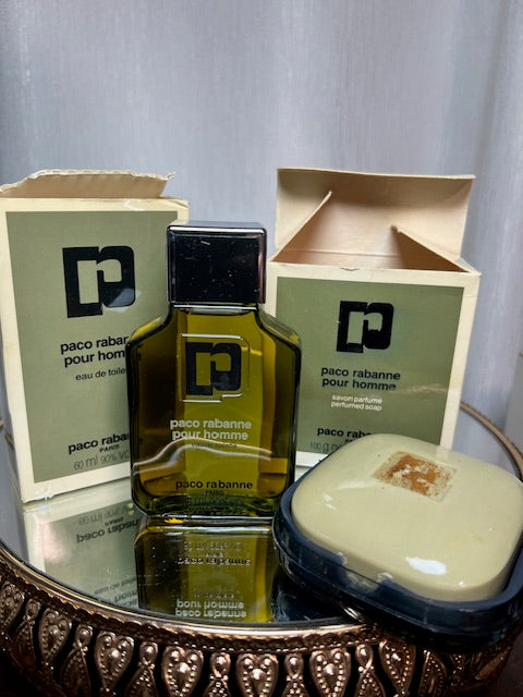 Paco Rabanne Pour Homme set edt 60 ml + perfume savon 100 g sealed.vintage 1973.