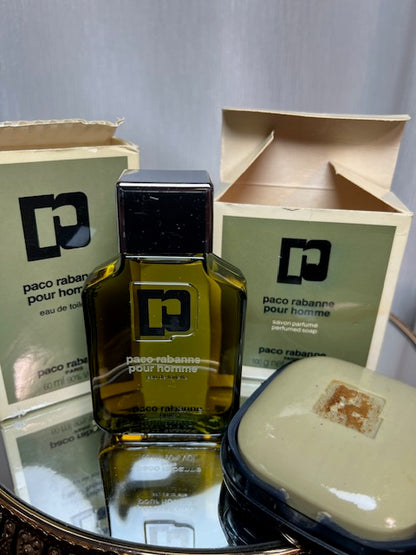 Paco Rabanne Pour Homme set edt 60 ml + perfume savon 100 g sealed.vintage 1973.