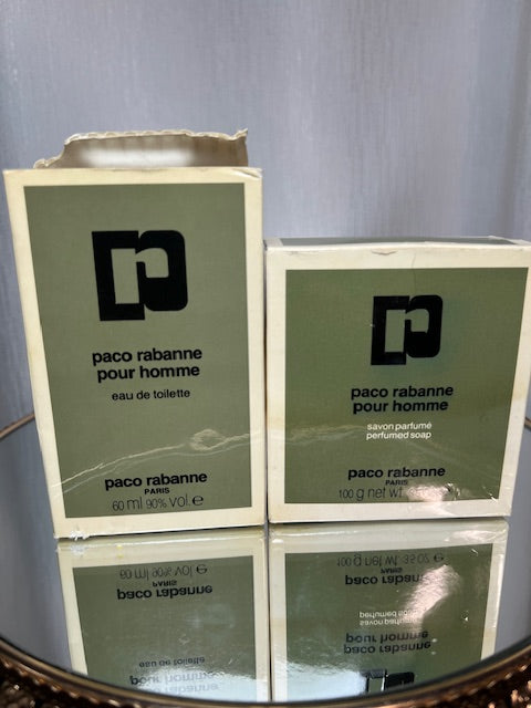 Paco Rabanne Pour Homme set edt 60 ml + perfume savon 100 g sealed.vintage 1973.