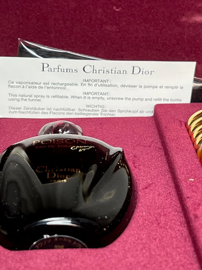 Coffret parfum Dior Poison edt 50 ml + edt 20 ml étui soie, édition limitée 1989.