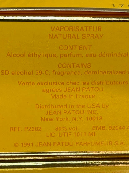 Sublime Jean Patou edp 50 ml. Vintage first edition.