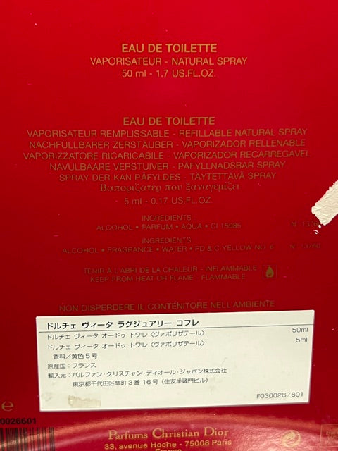 Dior Dolce Vita luxury perfume set 50 ml edt and gold atomizer in silk box vintage limited edition