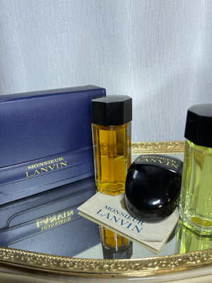 Monsieur Lanvin perfume set 60 ml edt, 60 ml AR, savon. Vintage 1970.