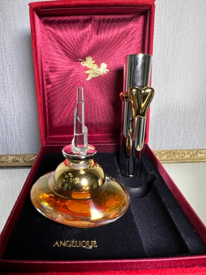 Angelique Shiseido perfume set extrait 20 ml and extrait 7,5 ml luxury velvet  box. Vintage 1990s