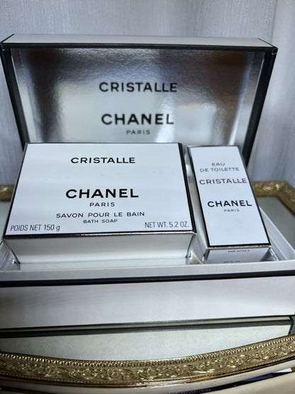Cristalle Chanel perfume set edt and perfume savon. Sealed. Vintage