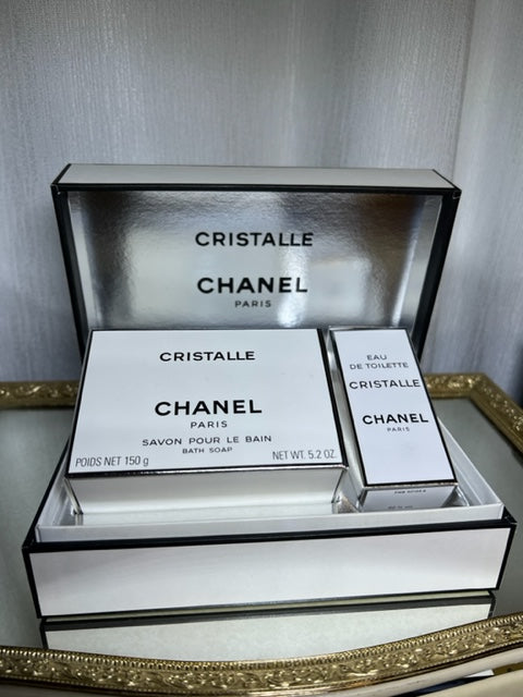 Cristalle Chanel perfume set edt and perfume savon. Sealed. Vintage