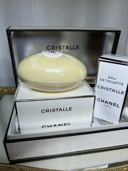 Cristalle Chanel perfume set edt and perfume savon. Sealed. Vintage
