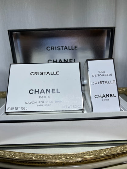 Cristalle Chanel perfume set edt and perfume savon. Sealed. Vintage