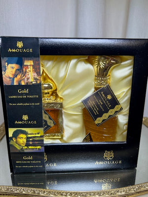 Amouage Gold perfume set Woman 50 ml and Men 50 ml. Gift box. Vintage 1983. Sealed bottle