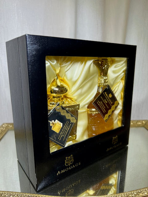 Amouage Gold perfume set Woman 50 ml and Men 50 ml. Gift box. Vintage 1983. Sealed bottle