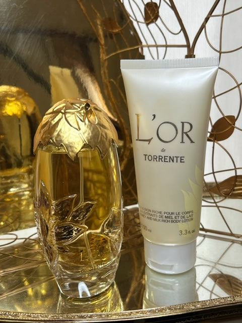 L'Or de Torrente Torrente perfume set edp 100 ml perfume cream 100 ml gold box. Vintage 2001 limited edition.