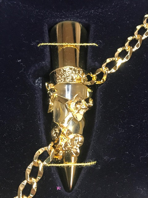 Dinju Pola perfume gift set. Extrait 8 ml and gold pendant. Rare, vintage 1998.