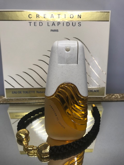 Coffret Ted Lapidus Création EDT 100 ml et collier. Rare original des années 1980.