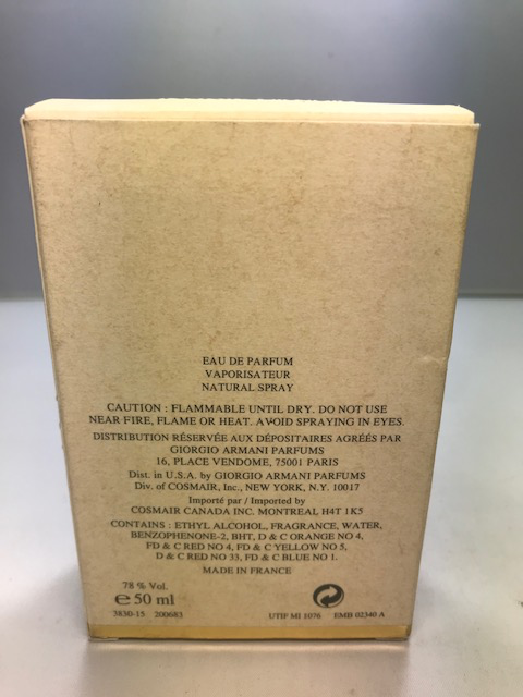 Gio Giorgio Armani Eau de parfum 50 ml. Rare, vintage, première édition. Scellé