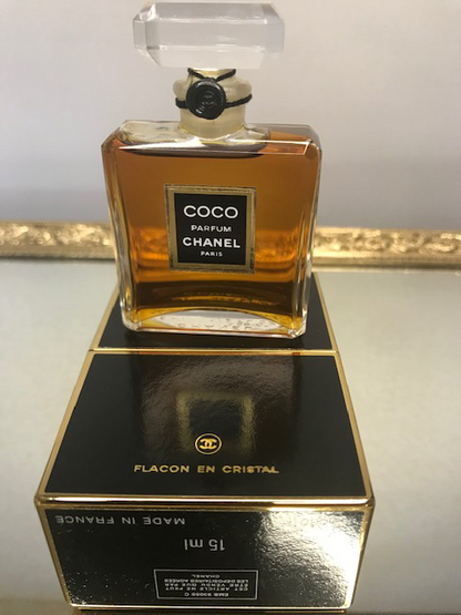 Coco parfum Chanel, pur parfum 15 ml. Rare, millésime, première édition originale. Flacon en cristal