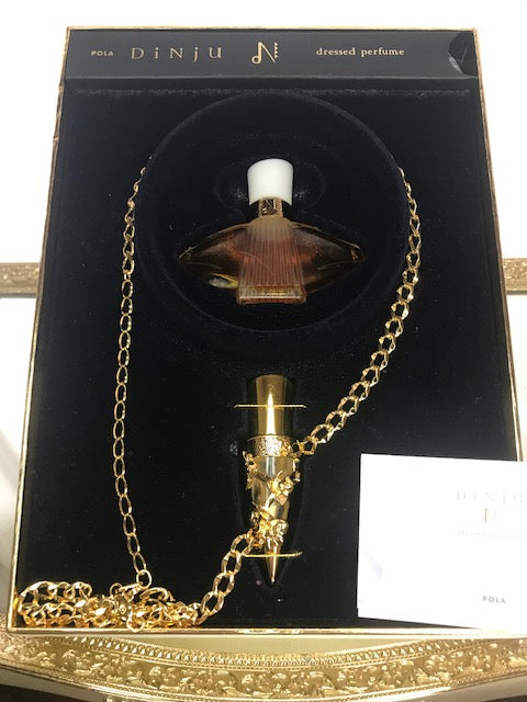 Dinju Pola perfume gift set. Extrait 8 ml and gold pendant. Rare, vintage 1998.