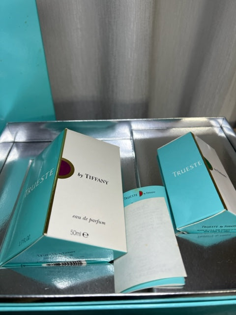 Tiffany Trueste perfume gift set: edp 50 ml and gold atomaizer. Vintage