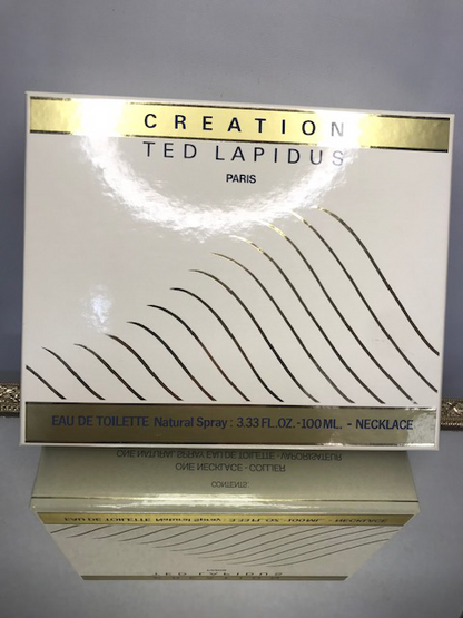 Coffret Ted Lapidus Création EDT 100 ml et collier. Rare original des années 1980.