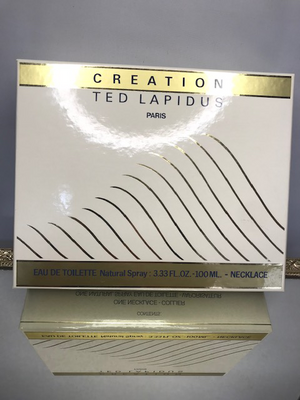 Creation Ted Lapidus gift set edt 100 ml and necklace. Rare original 1984s